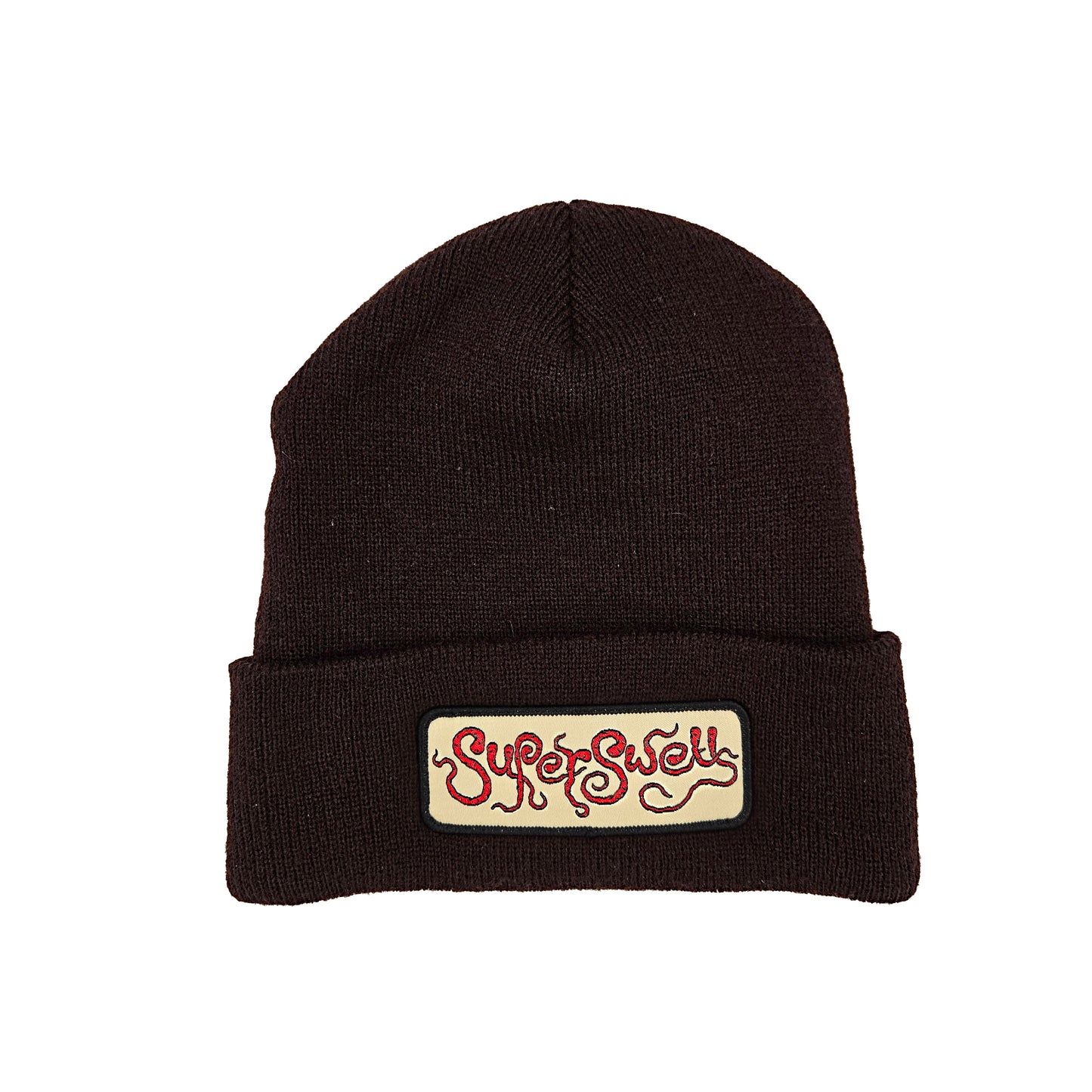 Brown Superswell Beanie (Red/Off-White Patch)