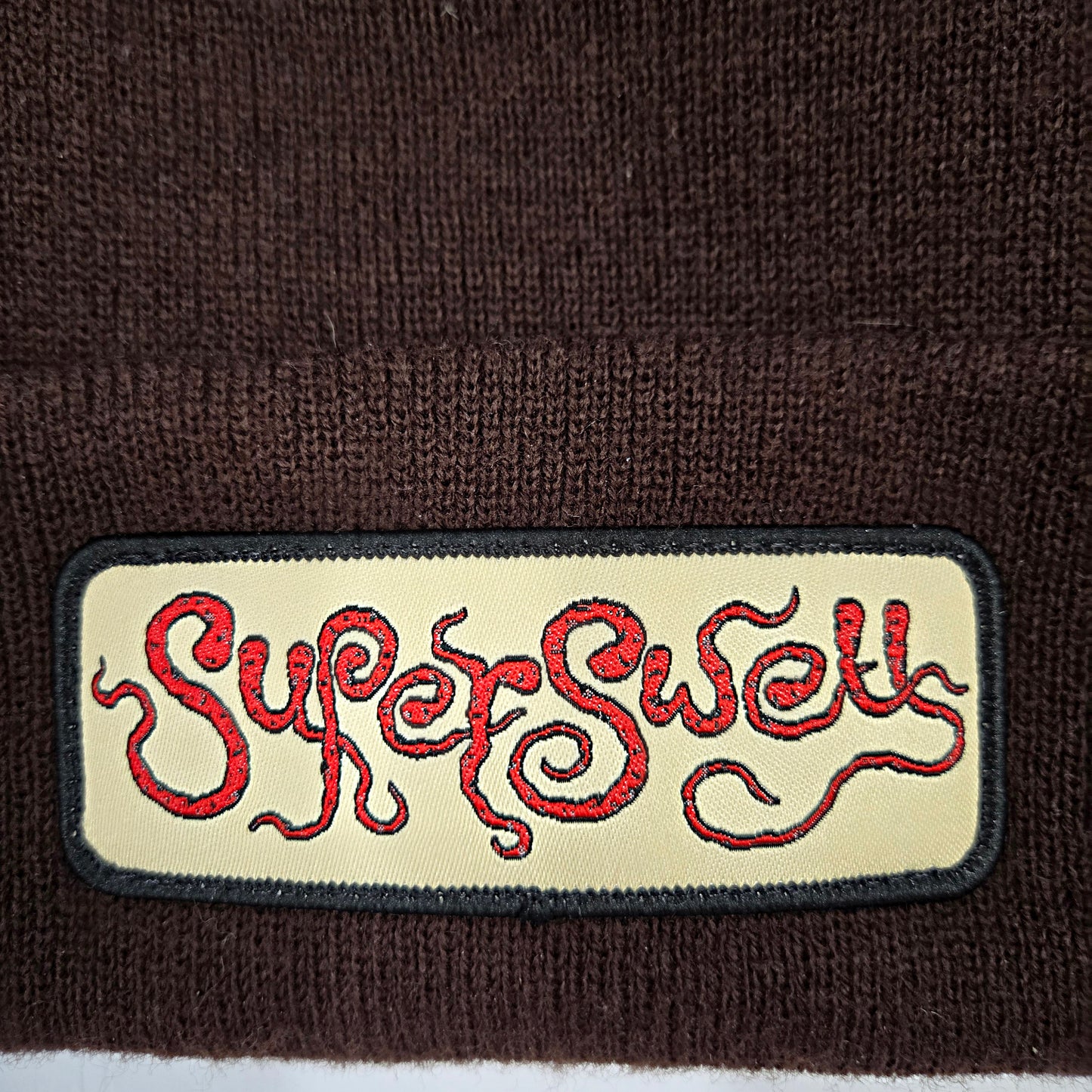 Brown Superswell Beanie (Red/Off-White Patch)