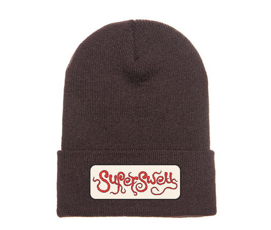 Brown Superswell Beanie (Red/Off-White Patch)